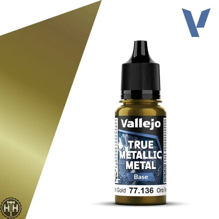 77136 - True Metallic: Metal Base Greenish Gold 18ml True Metal Vallejo