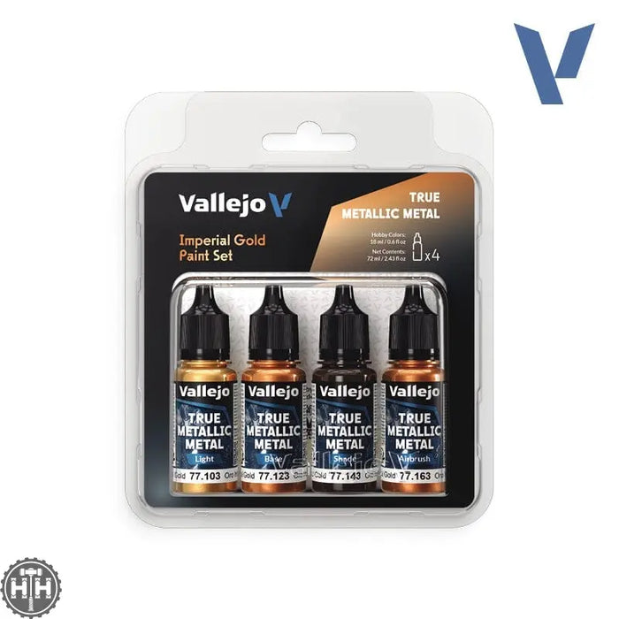 77252 - True Metallic: Metal Paint Set - Imperial Gold (x4 Colours) True Metal Vallejo
