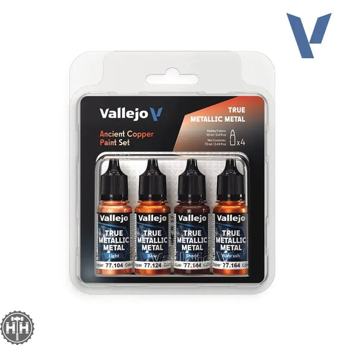 77253 - True Metallic: Metal Paint Set - Ancient Copper (x4 Colours) True Metal Vallejo