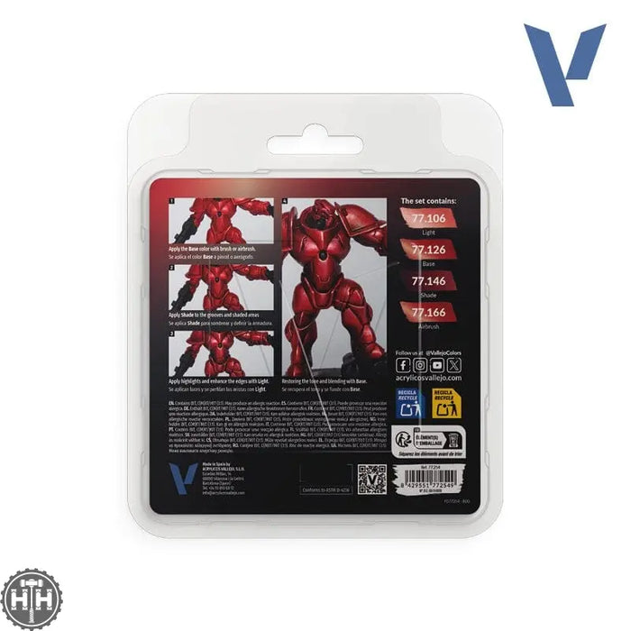 77254 - True Metallic: Metal Paint Set - Ruby Red (x4 Colours) True Metal Vallejo