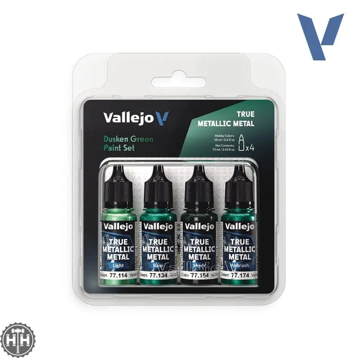 77257 - True Metallic: Metal Paint Set - Dusken Green (x4 Colours) True Metal Vallejo