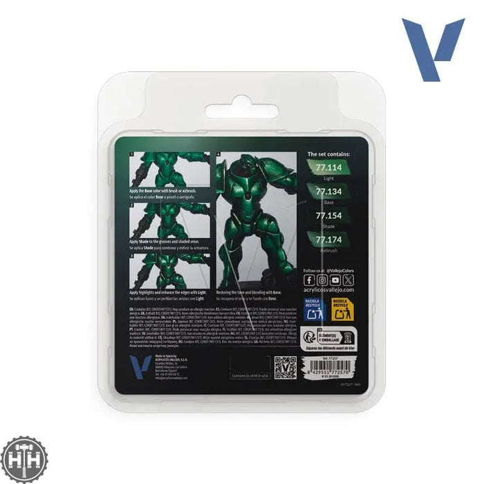 77257 - True Metallic: Metal Paint Set - Dusken Green (x4 Colours) True Metal Vallejo