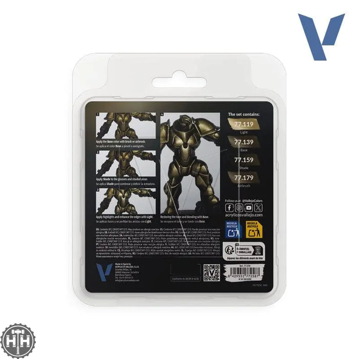 77258 - True Metallic: Metal Paint Set - Aged Metal (x4 Colours) True Metal Vallejo