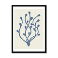 Framed art print abstract seaweed in blue on a white background.