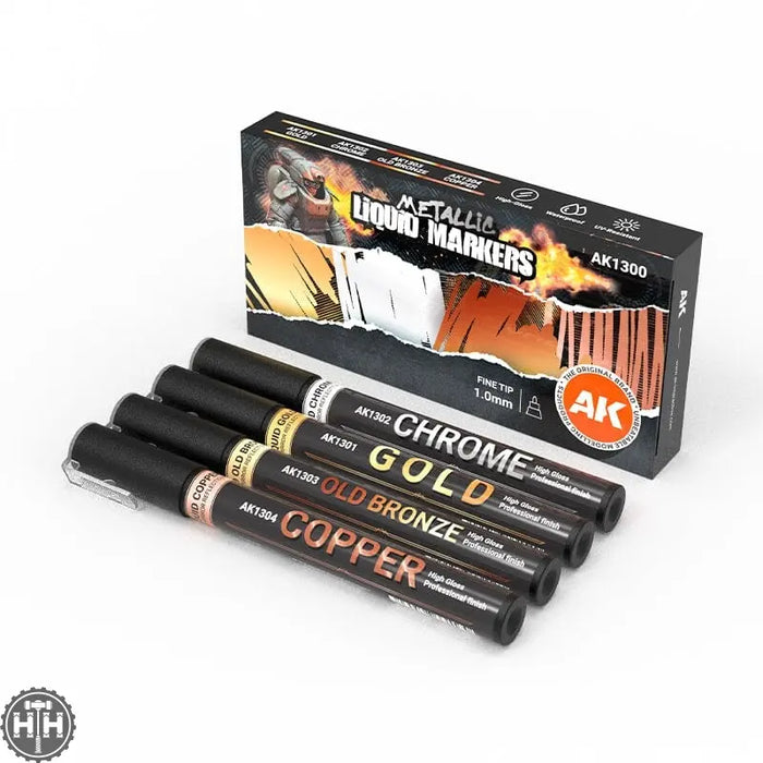 AK1300 METALLIC LIQUID MARKERS – 4 UNITS SET AK Markers AK Interactive