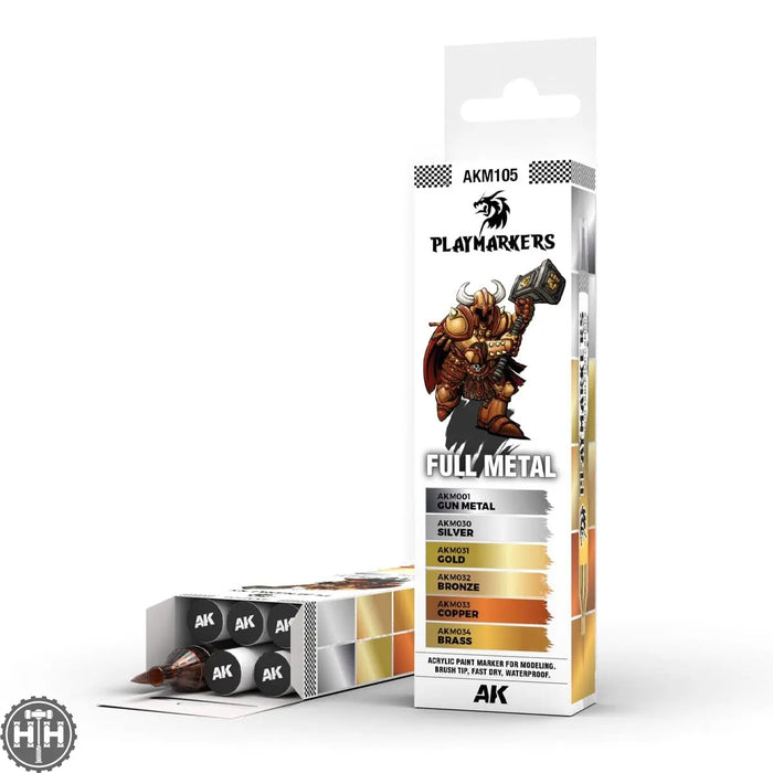 Akm105 Playmarkers Set - Full Metal (6 Ref.) AK Playmarkers AK Interactive