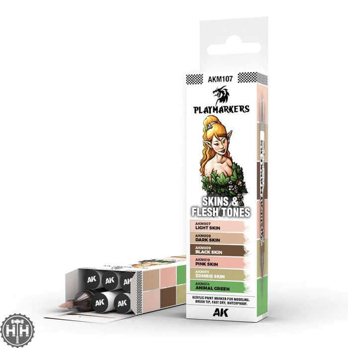 Akm107 Playmarkers Set - Skin & Flesh Tones (6 Ref.) AK Playmarkers AK Interactive