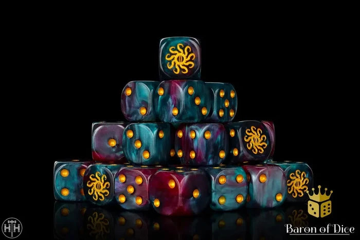 Baron Of Dice: 16mm D6 Cult Of Knowledge Teal & Purple 25pcs 16mm D6 Designs Baron of Dice