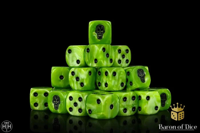 Baron Of Dice: 16mm D6 Day Of The Dead, Skull 25pcs 16mm D6 Designs Baron of Dice