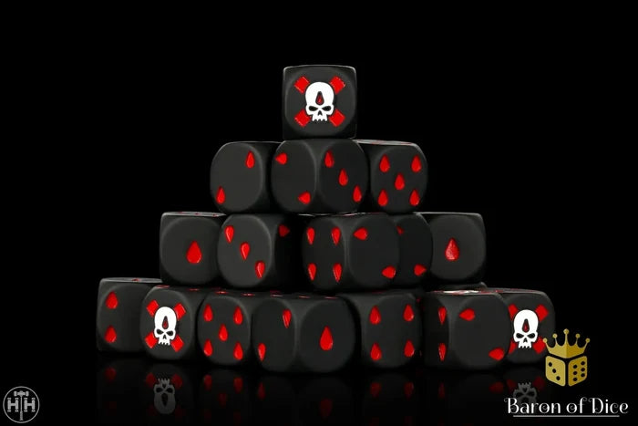 Baron Of Dice: 16mm D6, Death's Curse Dice 25pcs 16mm D6 Designs Baron of Dice