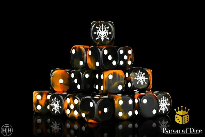 Baron Of Dice: 16mm D6 Devil Dragon, Black Lava 25pcs 16mm D6 Designs Baron of Dice