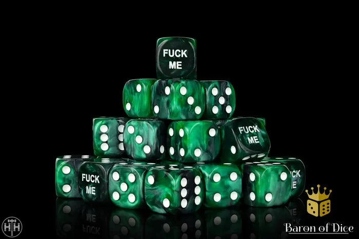 Baron Of Dice: 16mm D6 F*** Me Green 25pcs 16mm D6 Designs Baron of Dice