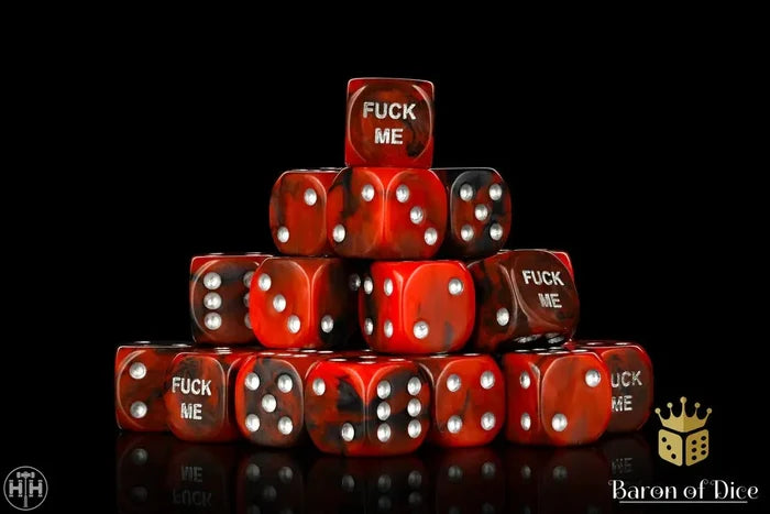 Baron Of Dice: 16mm D6 F*** Me Red 25pcs 16mm D6 Designs Baron of Dice