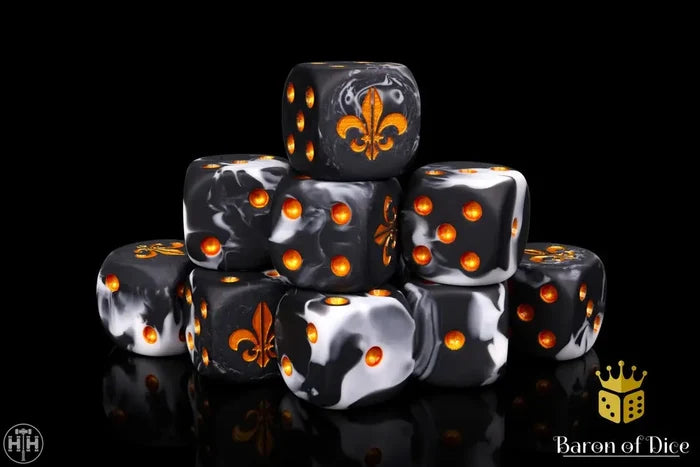 Baron Of Dice: 16mm D6 Fleur De Lis, Heritage 25pcs 16mm D6 Designs Baron of Dice