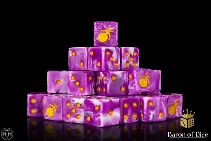 Baron Of Dice: 16mm D6 Gluttony, Gold Inlay 25pcs 16mm D6 Designs Baron of Dice