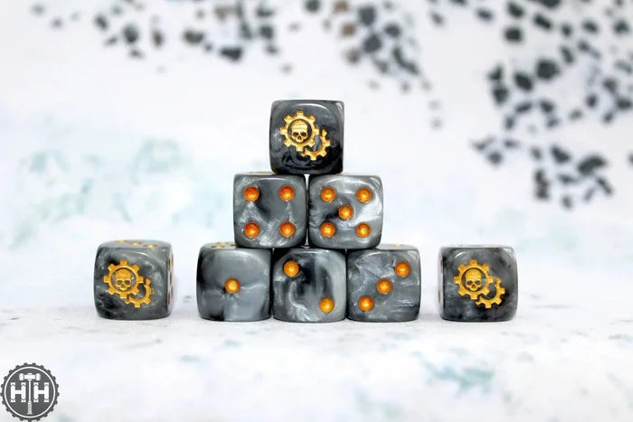Baron Of Dice: 16mm D6, Golden Cog Dice 25pcs 16mm D6 Designs Baron of Dice