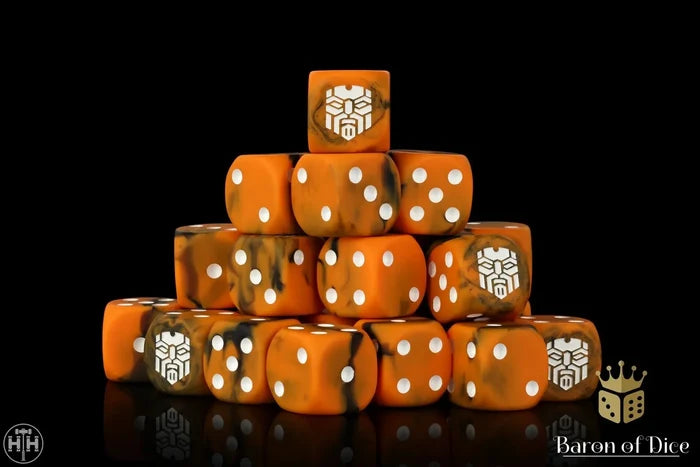 Baron Of Dice: 16mm D6, Hearth Fire Dice 25pcs 16mm D6 Designs Baron of Dice