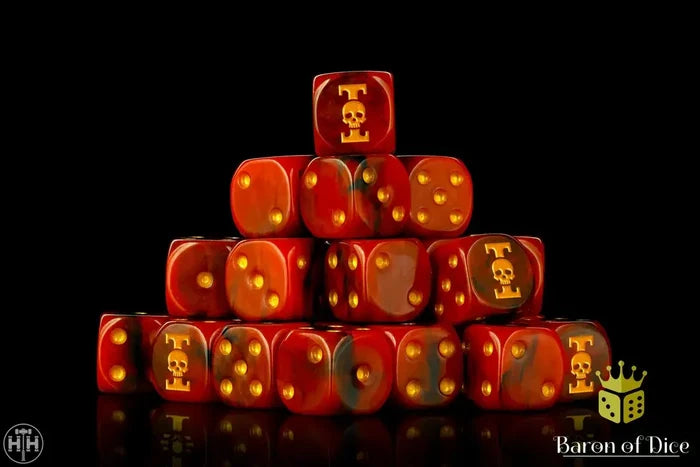 Baron Of Dice: 16mm D6 Inquisition Red 25pcs 16mm D6 Designs Baron of Dice
