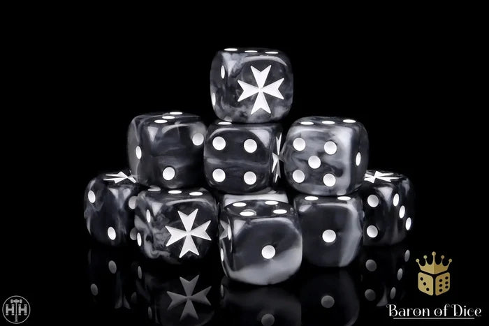 Baron Of Dice: 16mm D6, Knight Templars Dice2 25pcs 16mm D6 Designs Baron of Dice