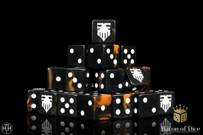 Baron Of Dice: 16mm D6, Seething Lava Dice 25pcs 16mm D6 Designs Baron of Dice