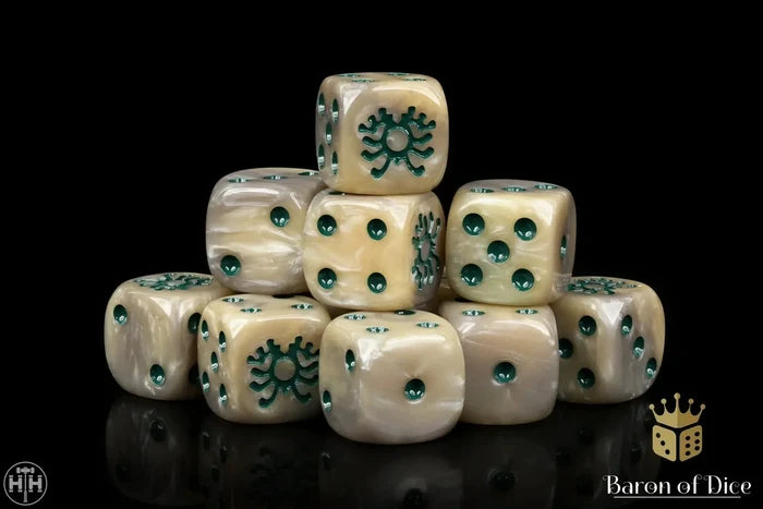 Baron Of Dice: 16mm D6, Skeleton Rune Dice 25pcs 16mm D6 Designs Baron of Dice