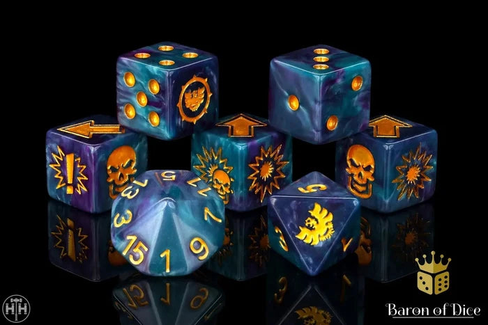 Baron Of Dice: Football Collection, Tanzanite Eagle Dice Set 7pcs Football Collection Baron of Dice