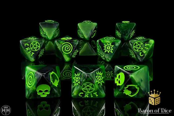 Baron Of Dice: Superhero Collection, Dark Illuminati D8 Dice Set 10pcs Superhero Collection Baron of Dice