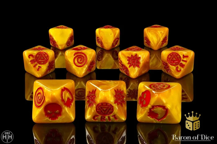 Baron Of Dice: Superhero Collection, Nuclear Reactor D8 Dice Set 10pcs Superhero Collection Baron of Dice