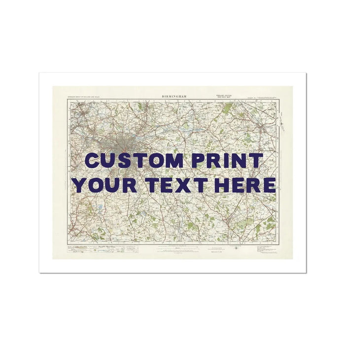 custom Map print of Birmingham | Personalised Map Print | Map Wall Art in blue - Unframed wall art