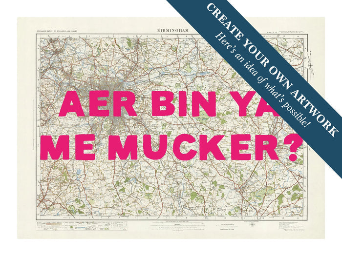 Map print of Birmingham | Personalised Map Print | Map Wall Art in Pink Hand Drawn Font - Framed wall art