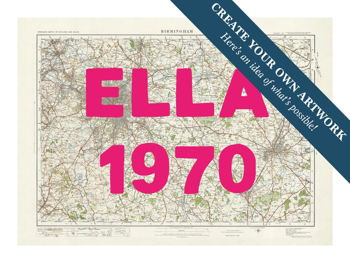 Map print of Birmingham | Personalised Map Print | Map Wall Art in Pink Hand Drawn Font - Framed wall art