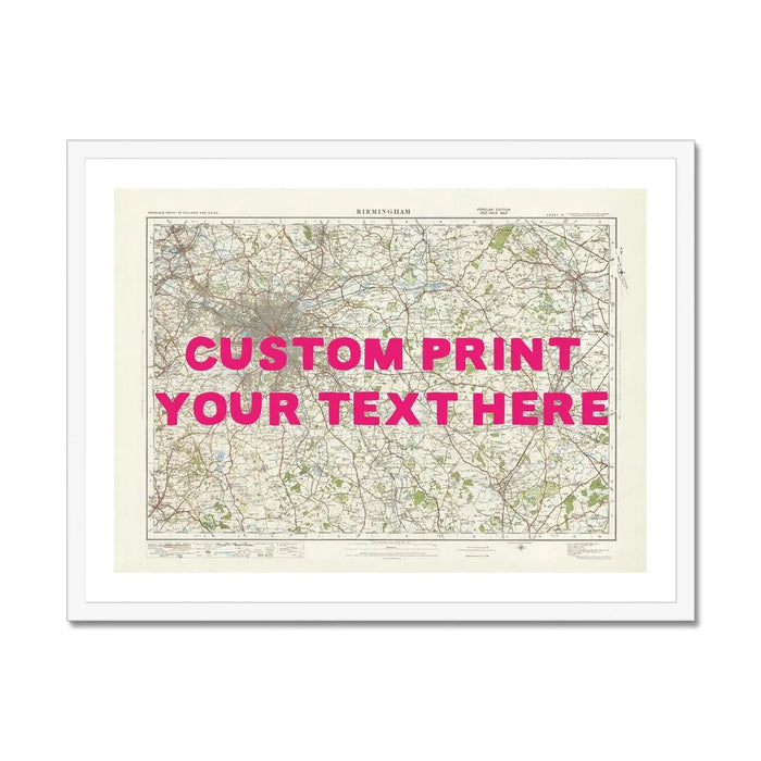 Map print of Birmingham | Personalised Map Print | Map Wall Art in Pink Hand Drawn Font - Framed wall art