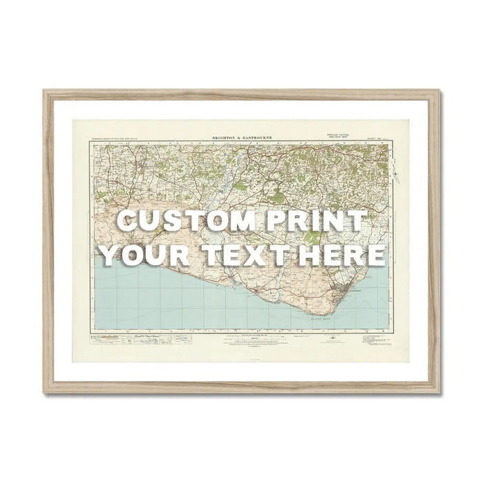 Map Print of Brighton | Personalised Map Print | Map Wall Art in White Hand Drawn Font - Framed Wall Art
