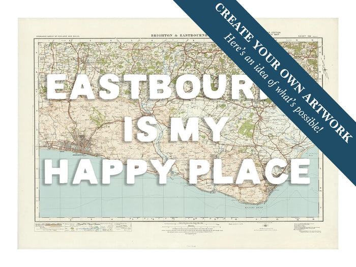 Custom Map print of Brighton | Personalised Map Print | Map Prints in white font - Unframed Wall art
