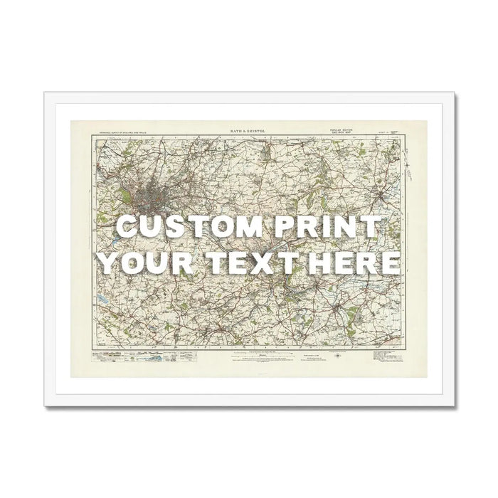 Map Print of Bristol & Bath | Personalised Map Print | Map prints in white font - Framed wall art