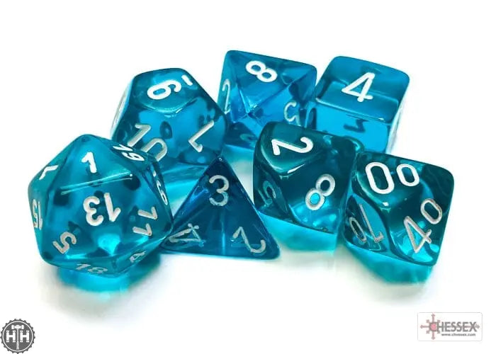 Chessex Translucent Teal/white Polyhedral 7-Die Set 7-Die Set Chessex