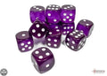 Chessex Translucent Purple/white 16mm d6 Dice Block (12 dice) 16mm Dice Chessex