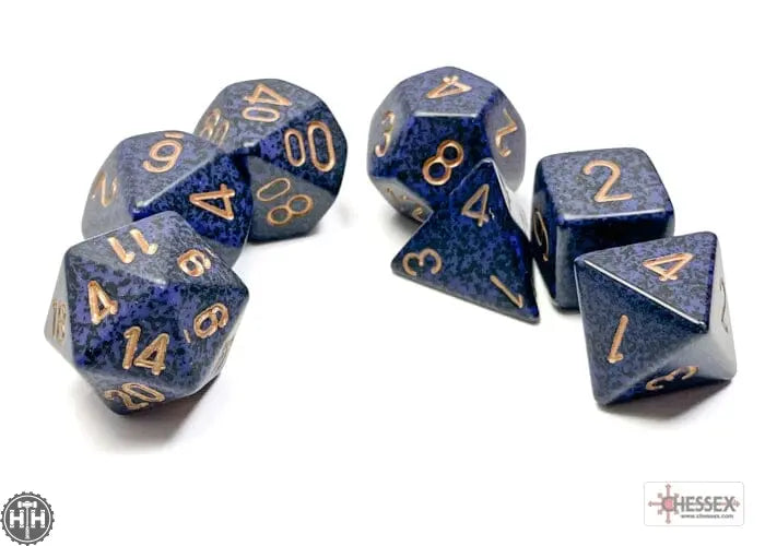 Chessex Speckled Golden Cobalt Polyhedral 7-Dice Set 7-Die Set Chessex