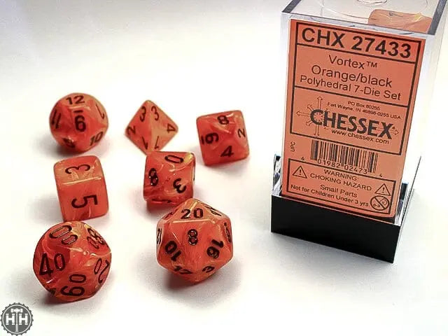 Chessex Vortex Polyhedral Orange/black 7-Die Set 7-Die Set Chessex