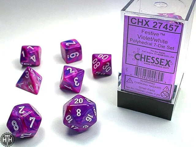 Chessex Festive Polyhedral Violet/white 7-Die Set 7-Die Set Chessex