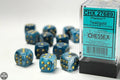Phantom 16mm d6 Teal/gold Dice Block (12 dice) 16mm Dice Chessex