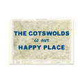 Map of The Cotswolds with text 'The Cotswolds is our happy place' on a white background