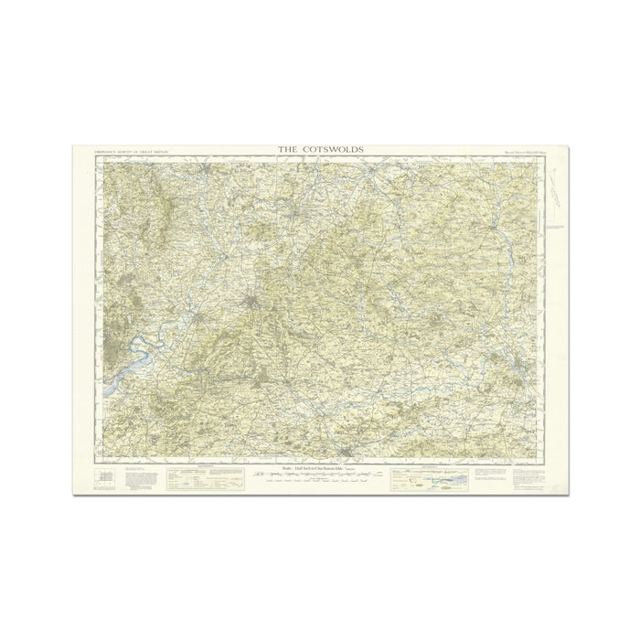 Vintage map of The Cotswolds on a white background