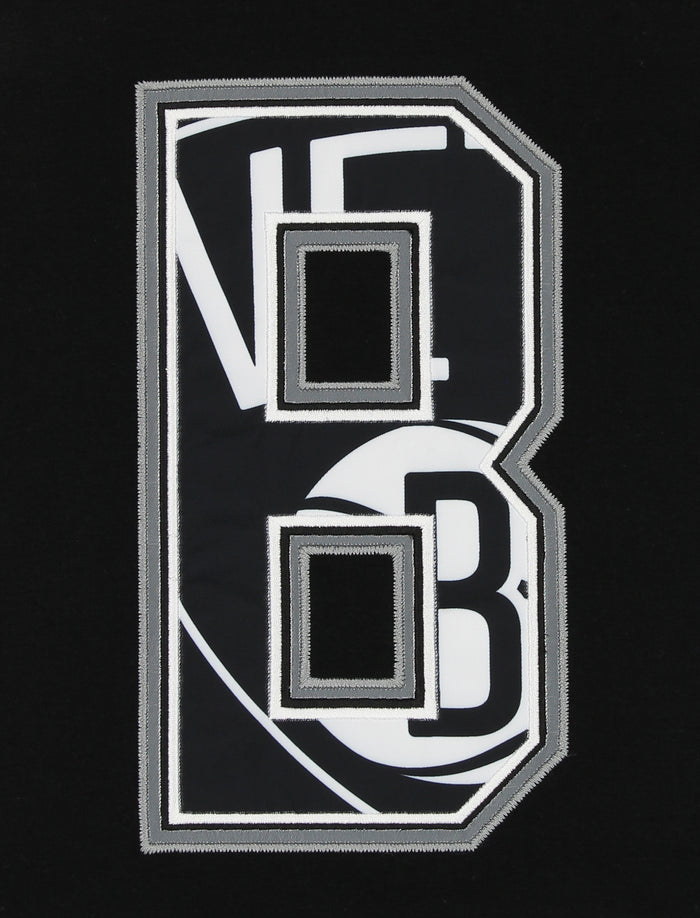 FISLL NBA Men's Brooklyn Nets Print Applique Striped Hoodie Oversized, Black