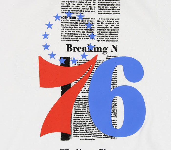 FISLL NBA Men's Philadelphia 76ers Breaking News Newspaper Print Hoodie, White