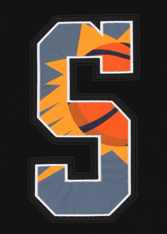 FISLL NBA Men's Phoenix Suns Oversized Print Applique Striped Hoodie, Black