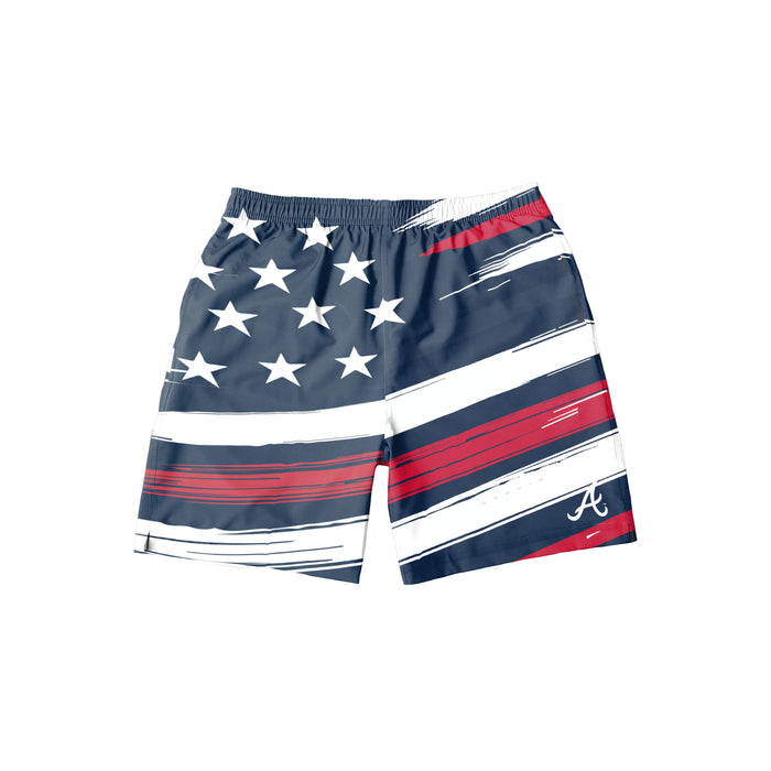 FOCO MLB Atlanta Braves Americana Traditional Swim Trunks - Mens