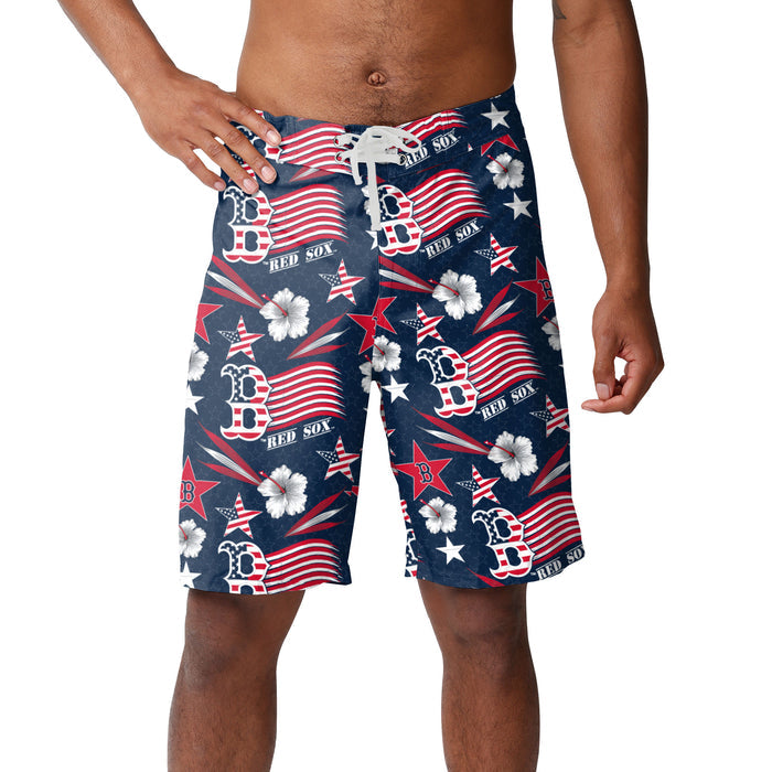 FOCO MLB Baseball Americana 8 inch Men's Boardshorts, Boston Red Sox