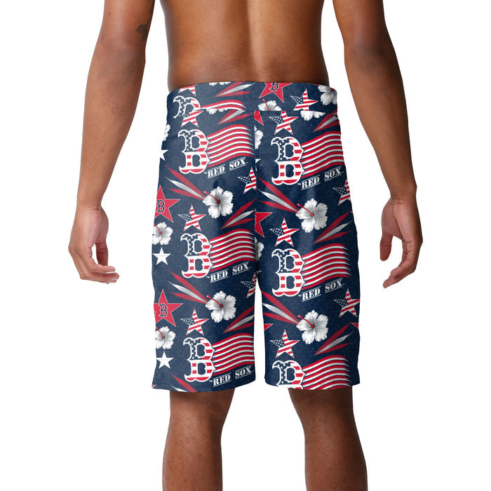 FOCO MLB Baseball Americana 8 inch Men's Boardshorts, Boston Red Sox