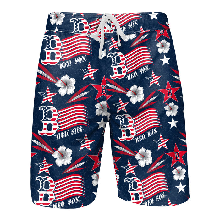 FOCO MLB Baseball Americana 8 inch Men's Boardshorts, Boston Red Sox